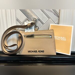 SALE🔥 JET SET TRAVEL Saffiano Leather Lanyard Card Holder